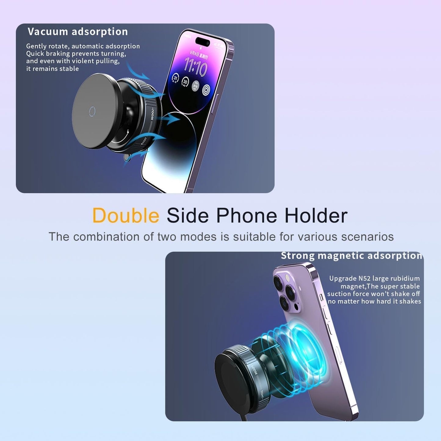 Magnetic Vacuum Car Phone Holder